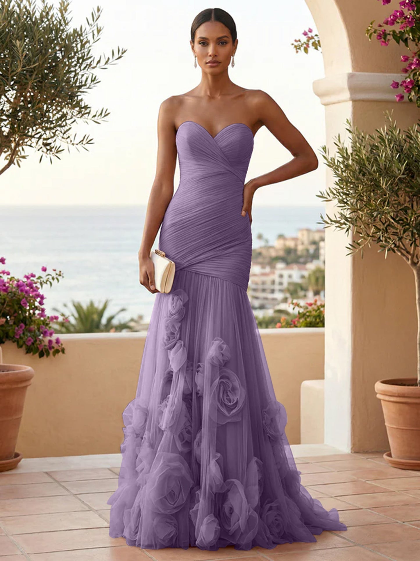 Eden | One Shoulder Floral Tulle Mermaid Bridesmaid Dress