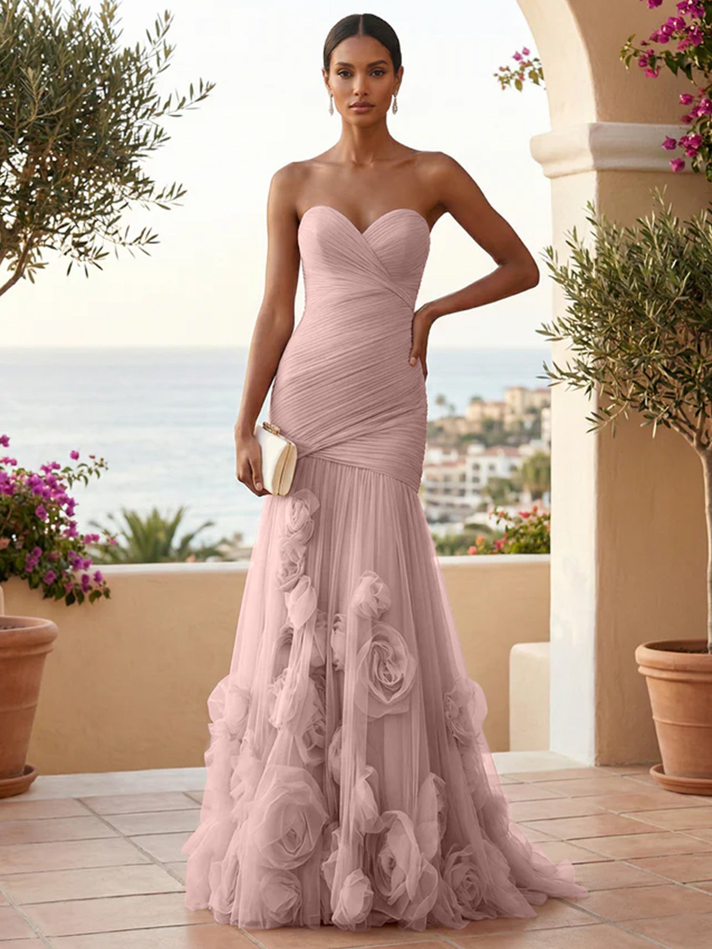 Eden | One Shoulder Floral Tulle Mermaid Bridesmaid Dress
