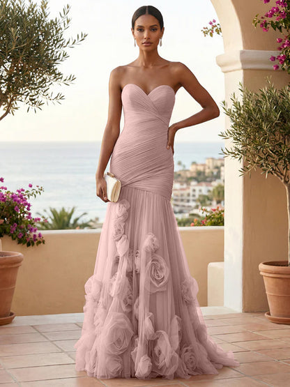 Eden | One Shoulder Floral Tulle Mermaid Bridesmaid Dress