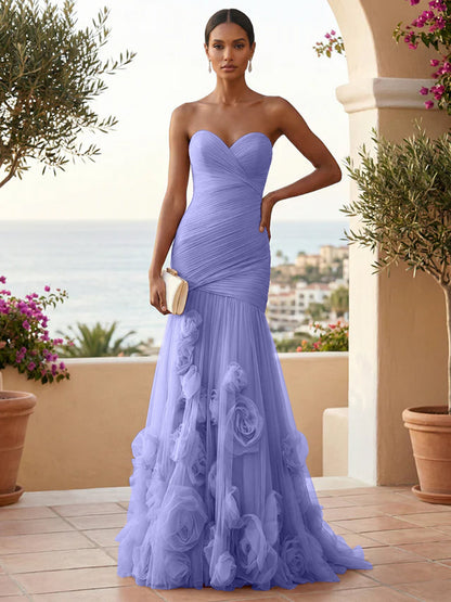 Eden | One Shoulder Floral Tulle Mermaid Bridesmaid Dress