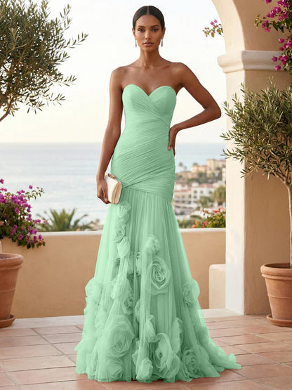 Eden | One Shoulder Floral Tulle Mermaid Bridesmaid Dress