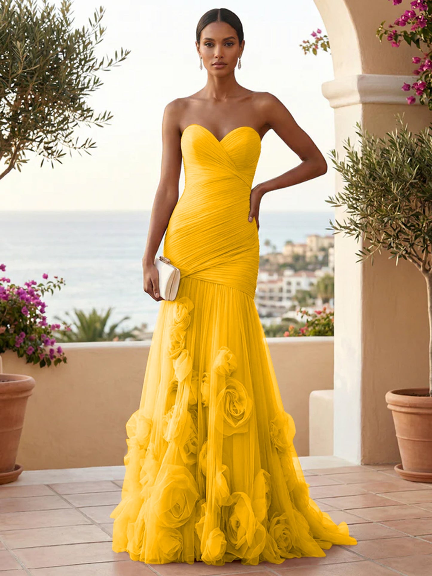 Eden | One Shoulder Floral Tulle Mermaid Bridesmaid Dress