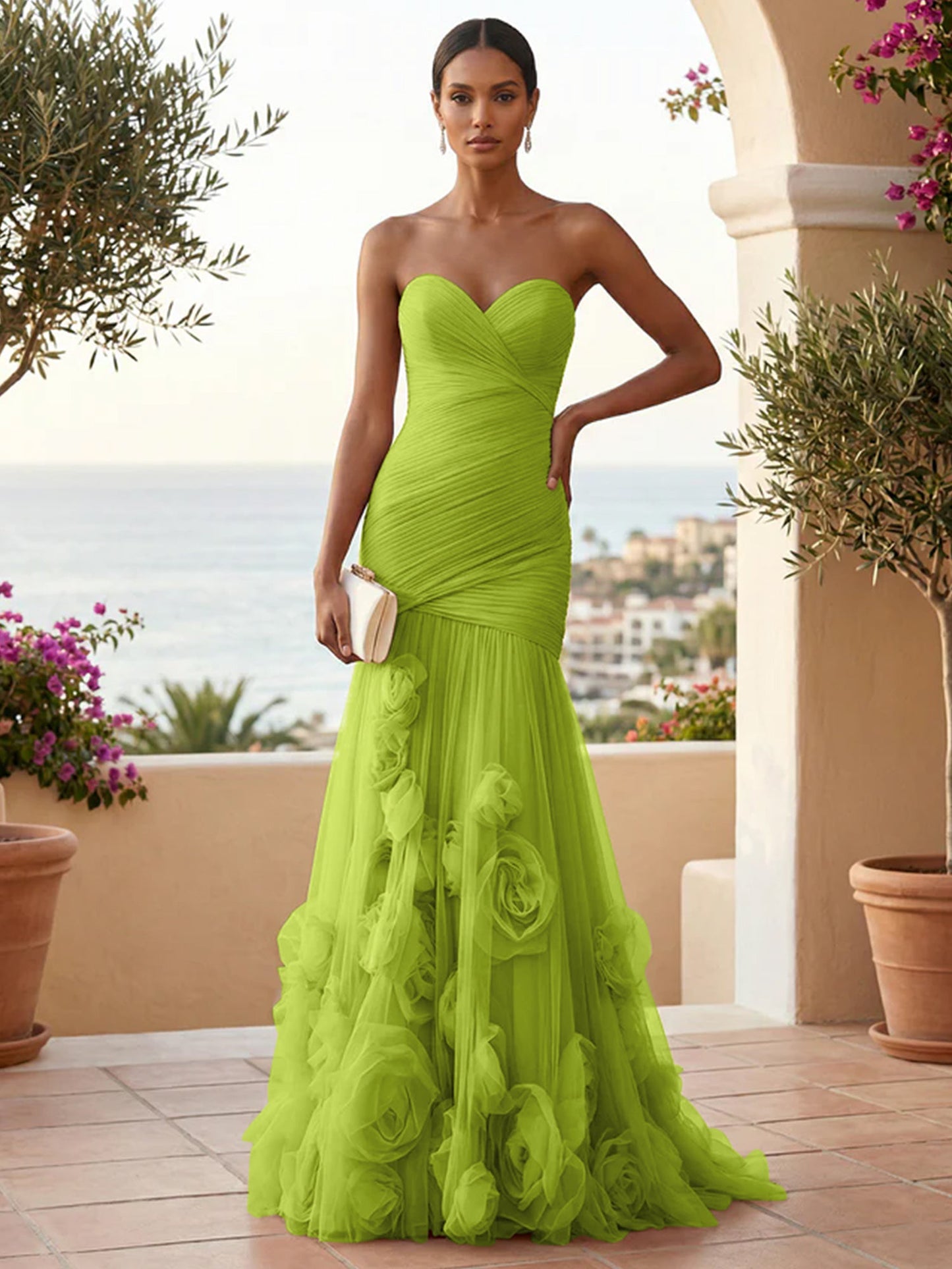 Eden | One Shoulder Floral Tulle Mermaid Bridesmaid Dress