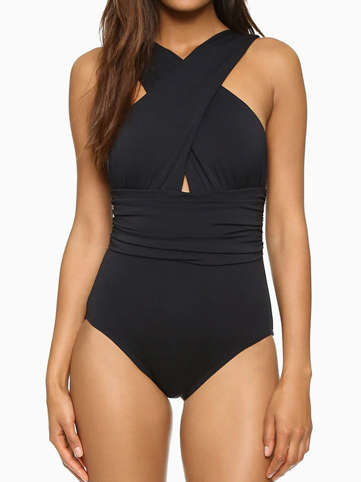 Sable |  Ruched Wrap Front One Piece Swimsuit
