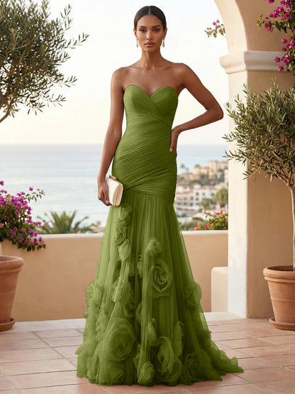 Eden | One Shoulder Floral Tulle Mermaid Bridesmaid Dress