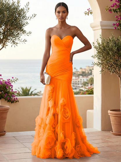 Eden | One Shoulder Floral Tulle Mermaid Bridesmaid Dress