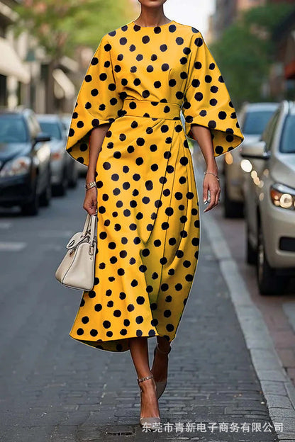 Melody | Elegant Round Neck Floral Summer Midi Dress