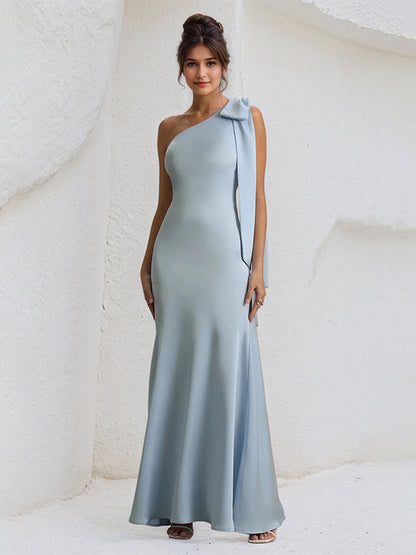 Cob | One Shoulder Satin Maxi Formal Bridesmaid Dress
