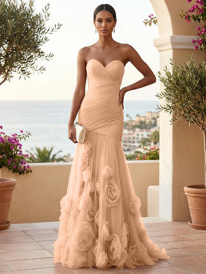 Eden | One Shoulder Floral Tulle Mermaid Bridesmaid Dress