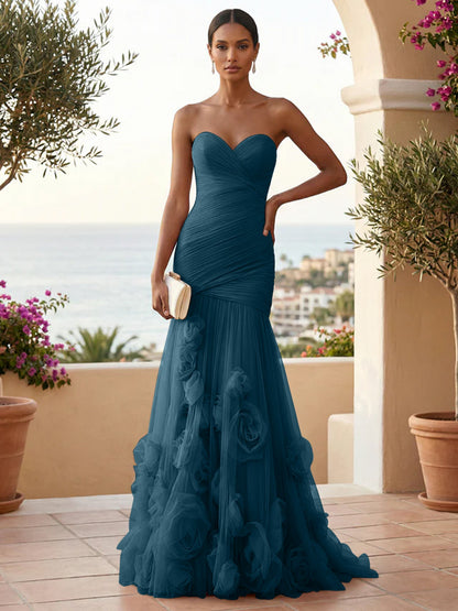 Eden | One Shoulder Floral Tulle Mermaid Bridesmaid Dress