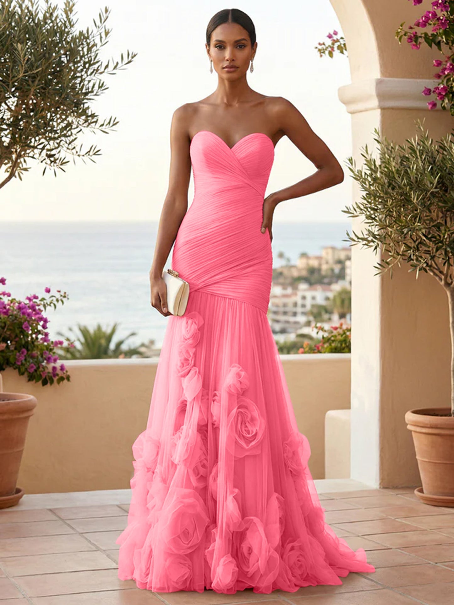 Eden | One Shoulder Floral Tulle Mermaid Bridesmaid Dress