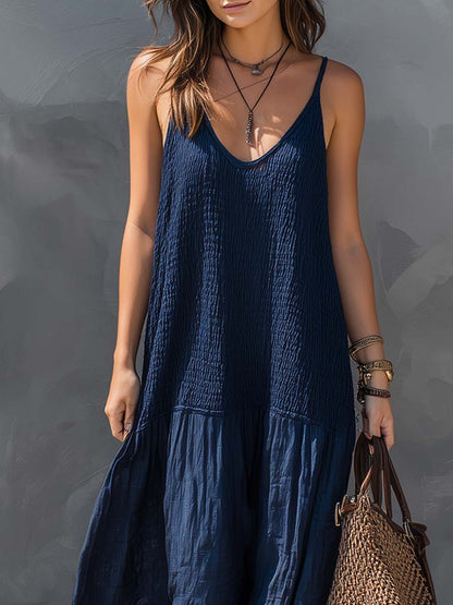 Nomi | Bohemian Patchwork Linen Vacation Maxi Dress