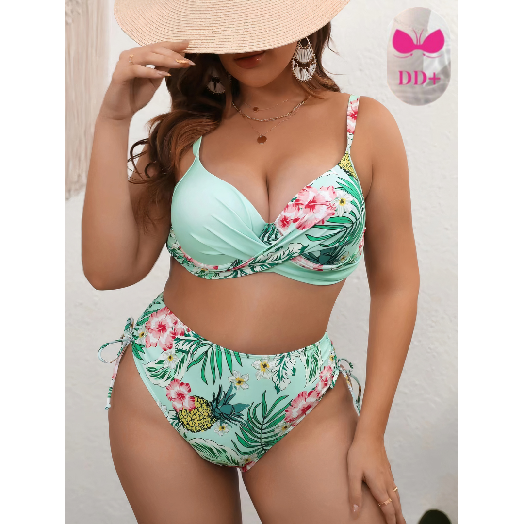 Plus Size High Waist Two Piece Bikini Set