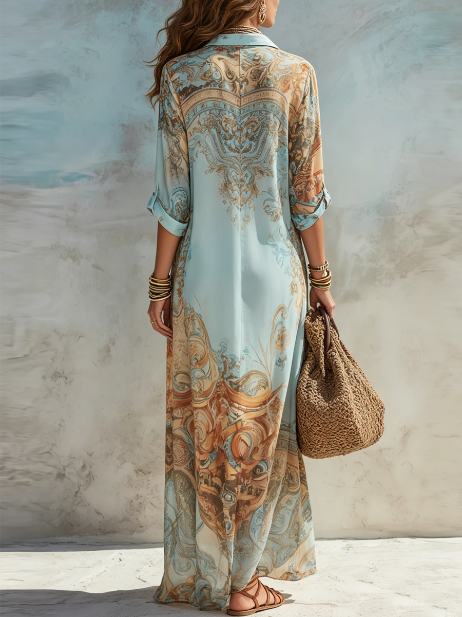 Baroque | Floral Print Chiffon Boho Summer Maxi Dress
