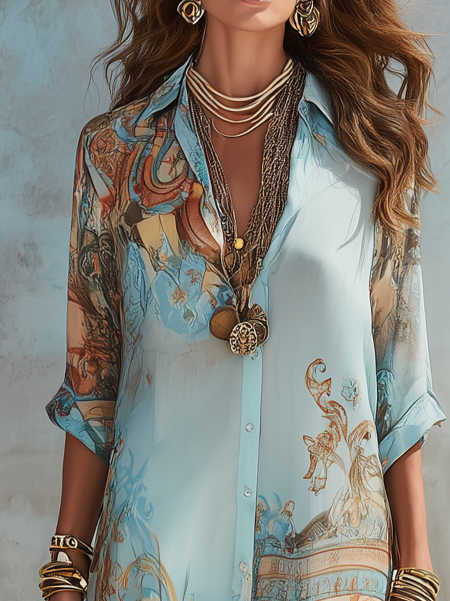 Baroque | Floral Print Chiffon Boho Summer Maxi Dress