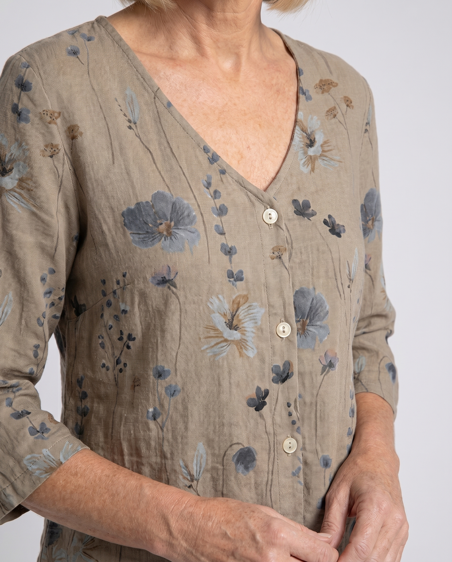 Bri |  V-neck Button Up Chiffon Casual Summer Blouse