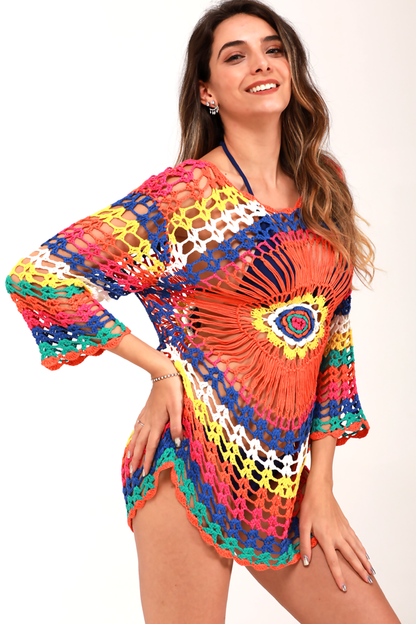 Colorful Print Sun Protection Swimsuit Cover Up