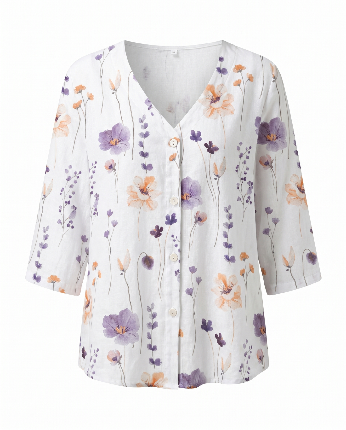 Bri |  V-neck Button Up Chiffon Casual Summer Blouse