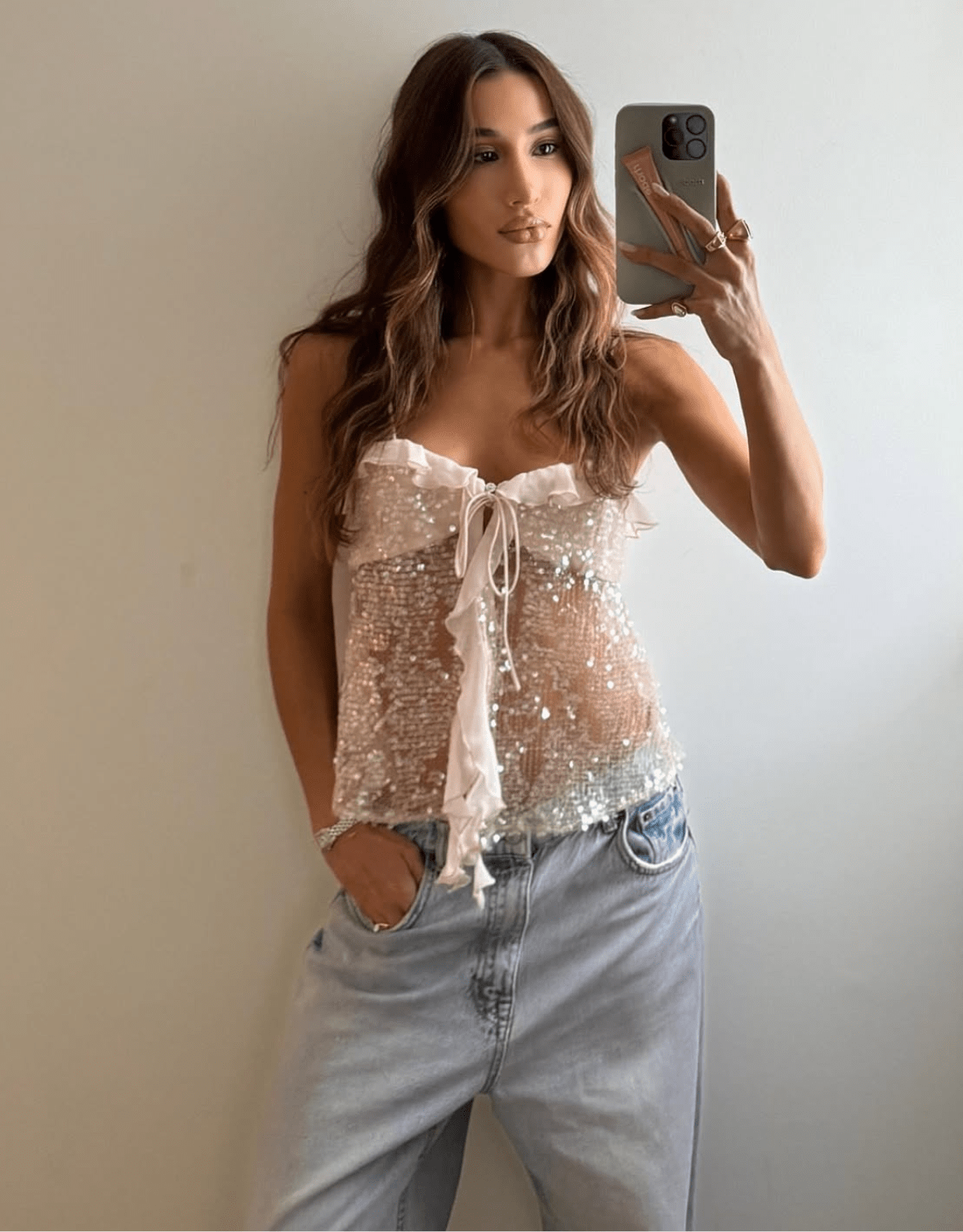 Anthena | Ruffle Sequin Summer Festival Party Crop Top