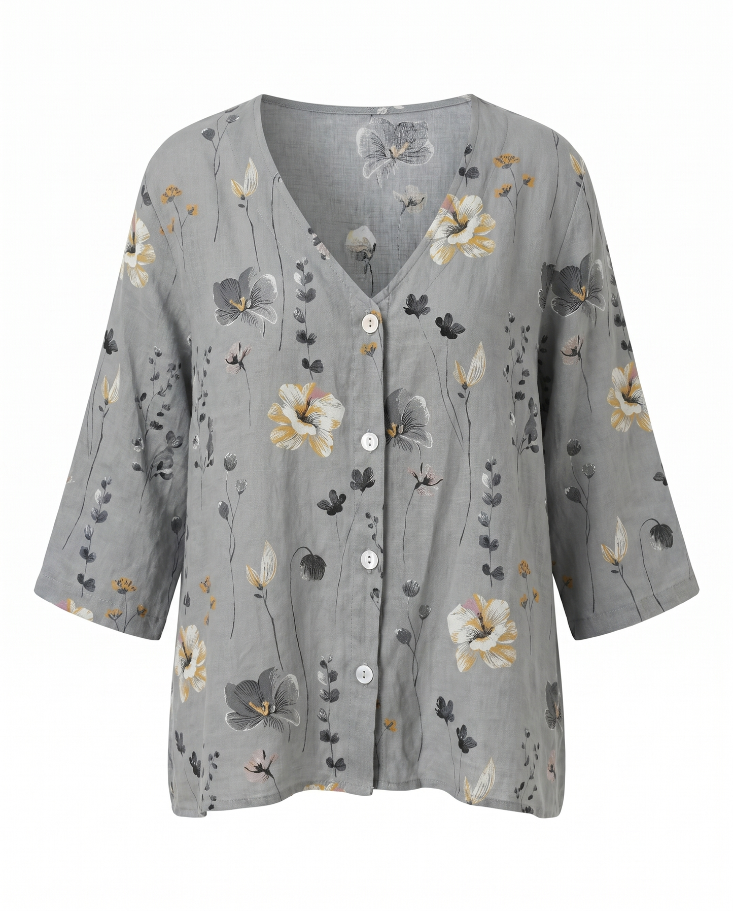 Bri |  V-neck Button Up Chiffon Casual Summer Blouse