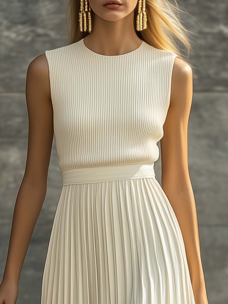 Cream | Chiffon Pleated Hem Summer Wedding Guest Maxi Dress