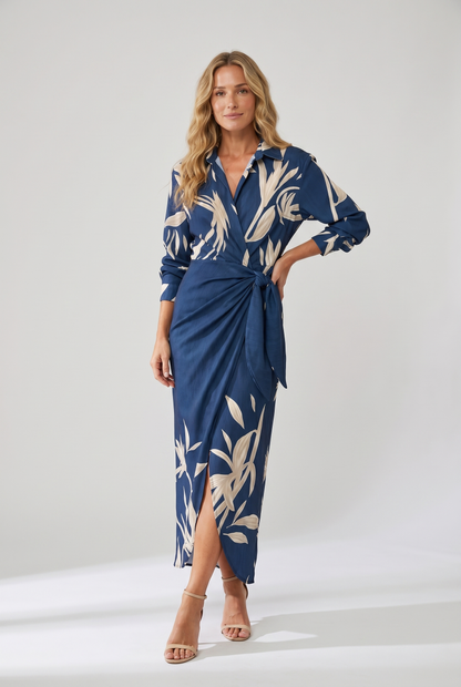 Leaf | V-Neck Wrap Summer Vacation Maxi Dress
