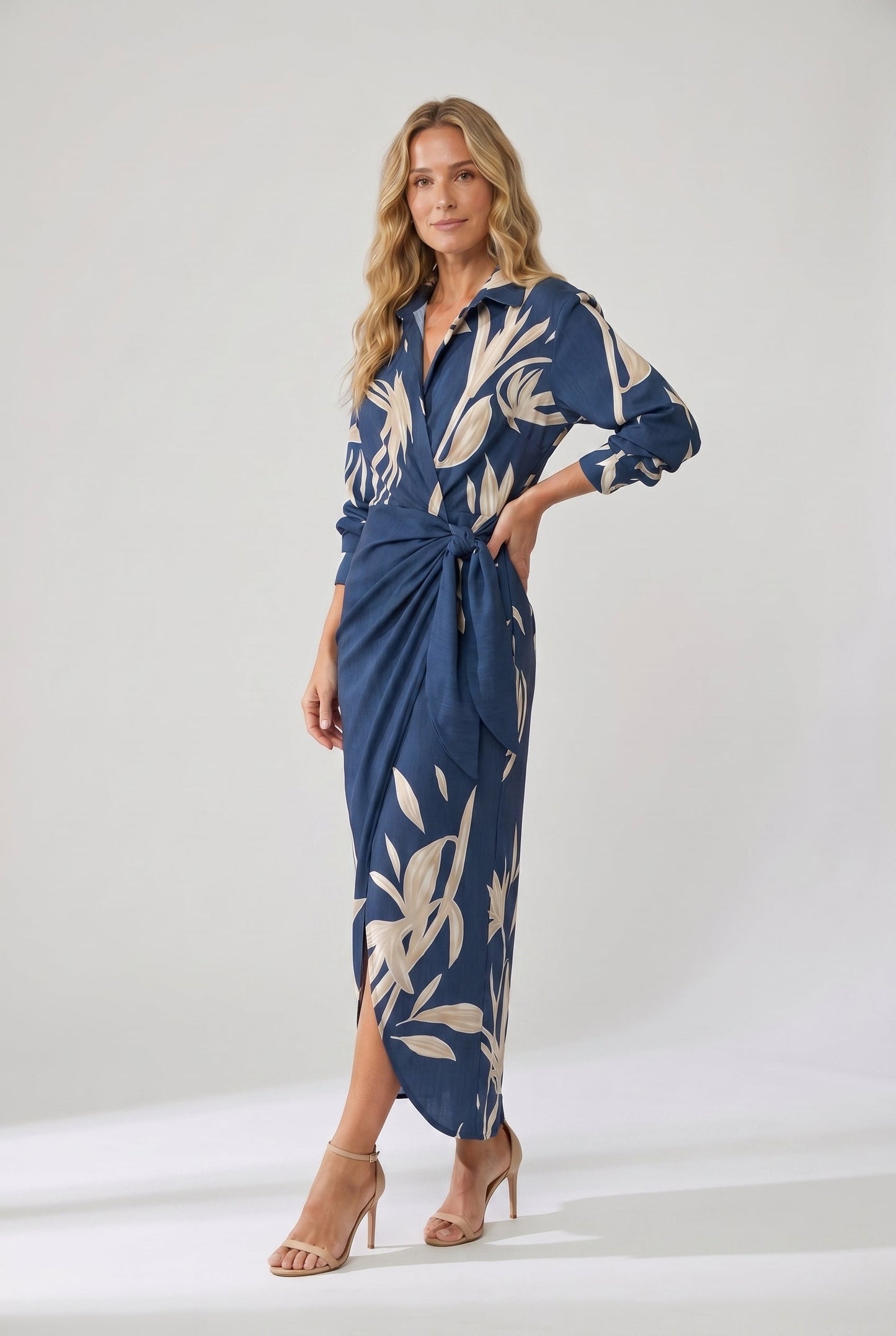 Leaf | V-Neck Wrap Summer Vacation Maxi Dress