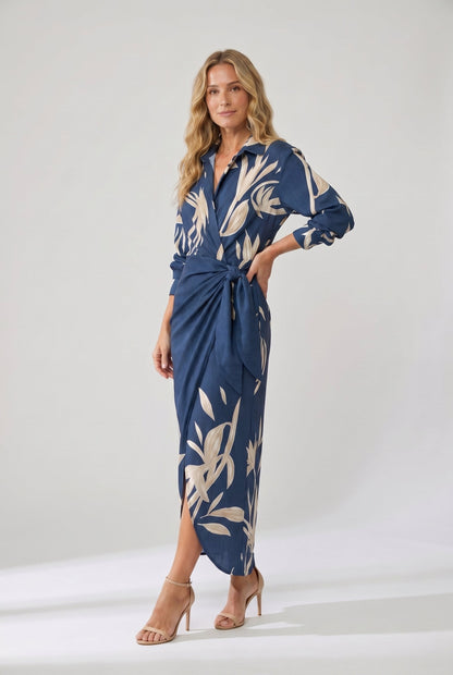 Leaf | V-Neck Wrap Summer Vacation Maxi Dress