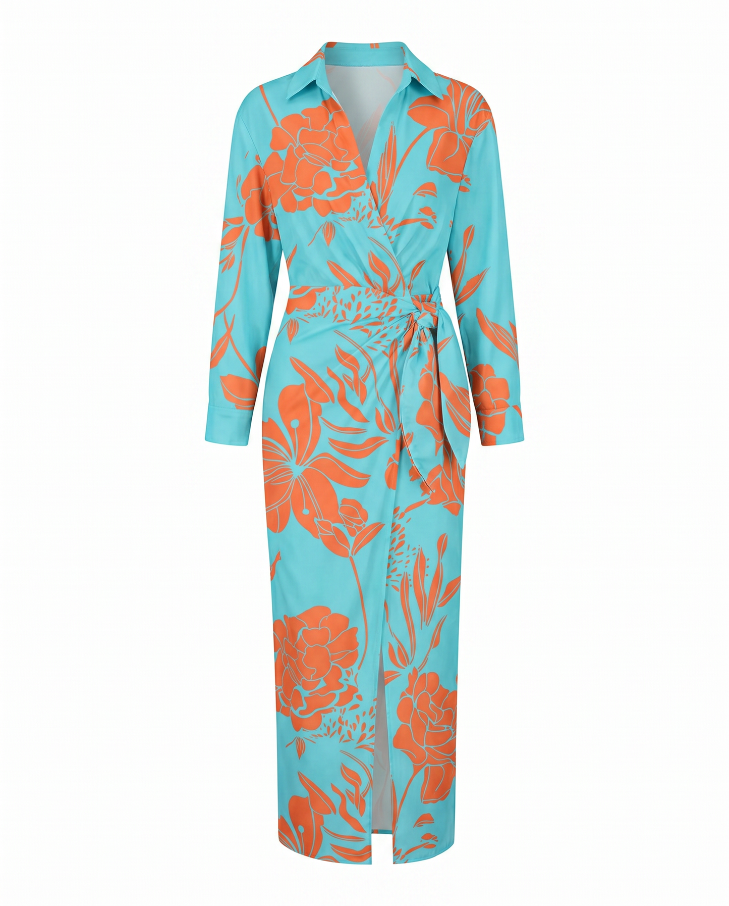 Leaf | V-Neck Wrap Summer Vacation Maxi Dress