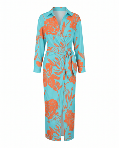 Leaf | V-Neck Wrap Summer Vacation Maxi Dress