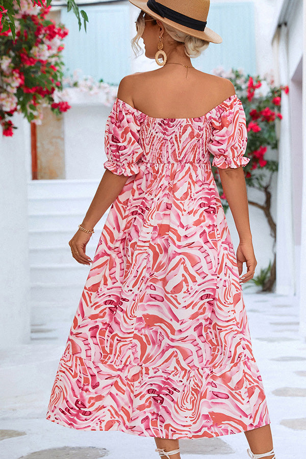 Cele | Smocked Shoulder Midi Summer Dress