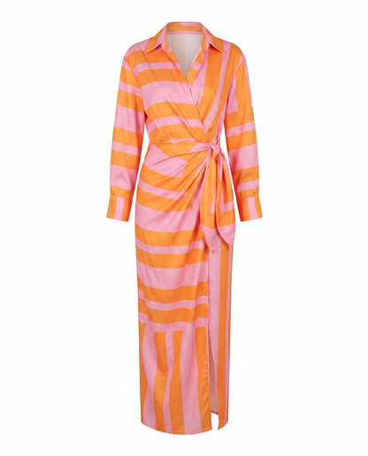 Leaf | V-Neck Wrap Summer Vacation Maxi Dress