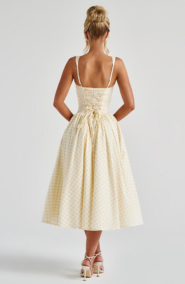 Kayden | Smocked Square Neck Sleeveless Midi Summer Dress