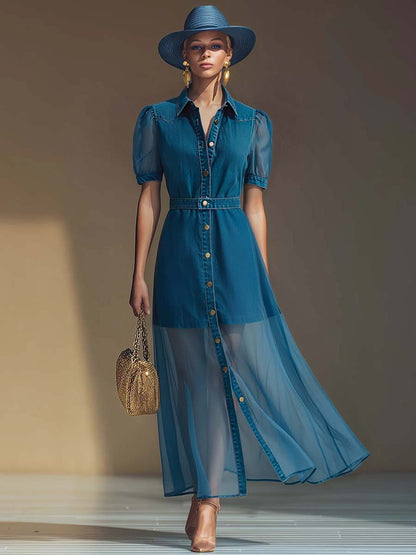 Orga | Button Front Vacation Denim Maxi Dress