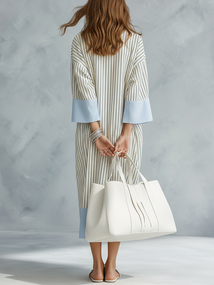 Marin | Striped Relaxed Fit Midi Summer Vacation Dress