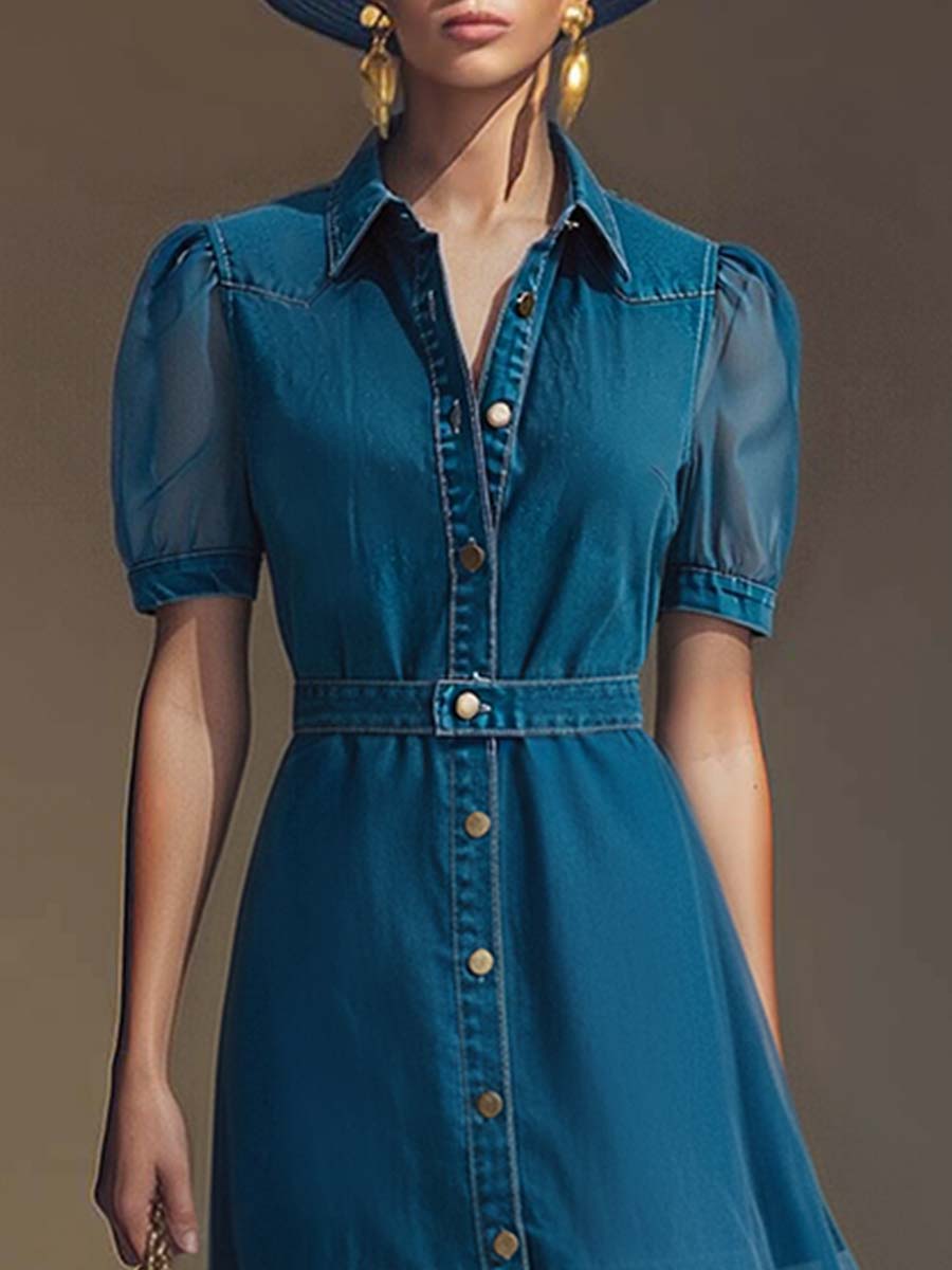 Orga | Button Front Vacation Denim Maxi Dress