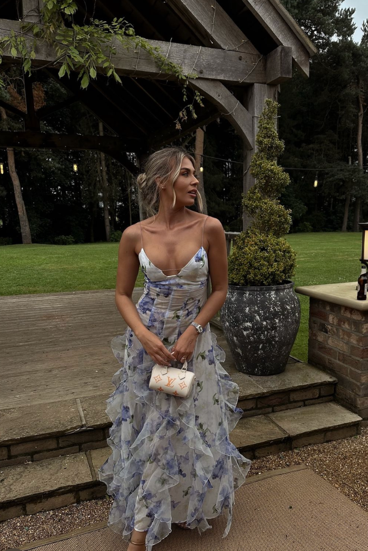 Emerly | Off Shoulder Ruffle Flowy Summer Wedding Guest Maxi Dress