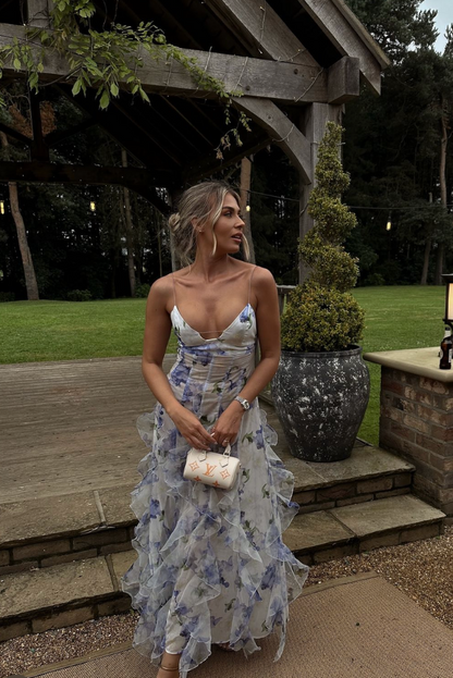 Emerly | Off Shoulder Ruffle Flowy Summer Wedding Guest Maxi Dress