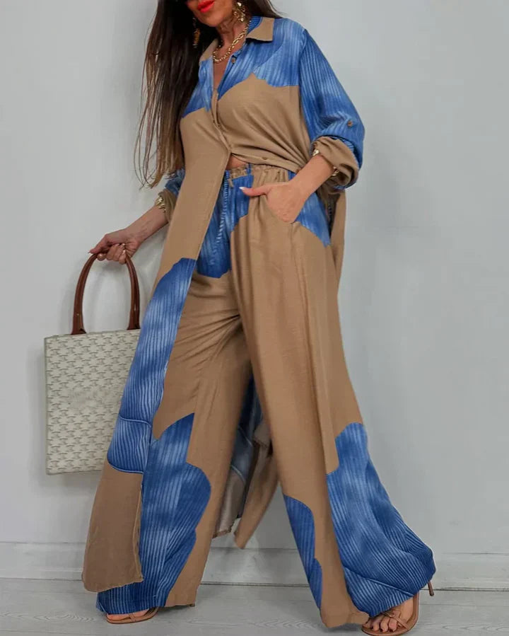 Polo | Wide Leg Pants Button Up Shirt Two-Piece Linen Set