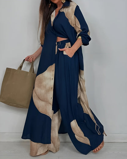 Polo | Wide Leg Pants Button Up Shirt Two-Piece Linen Set