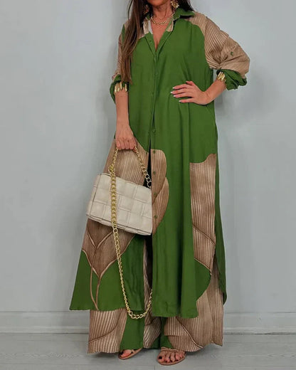 Polo | Wide Leg Pants Button Up Shirt Two-Piece Linen Set