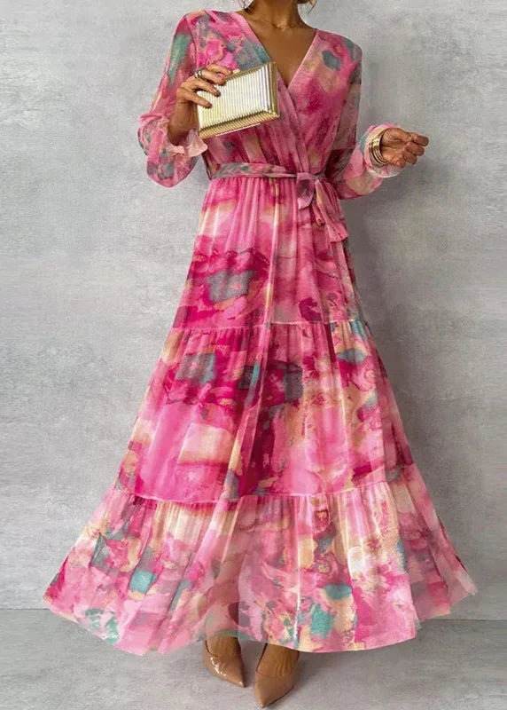 Rosa | Floral V-Neck Wrap Summer Wedding Guest Maxi Dress
