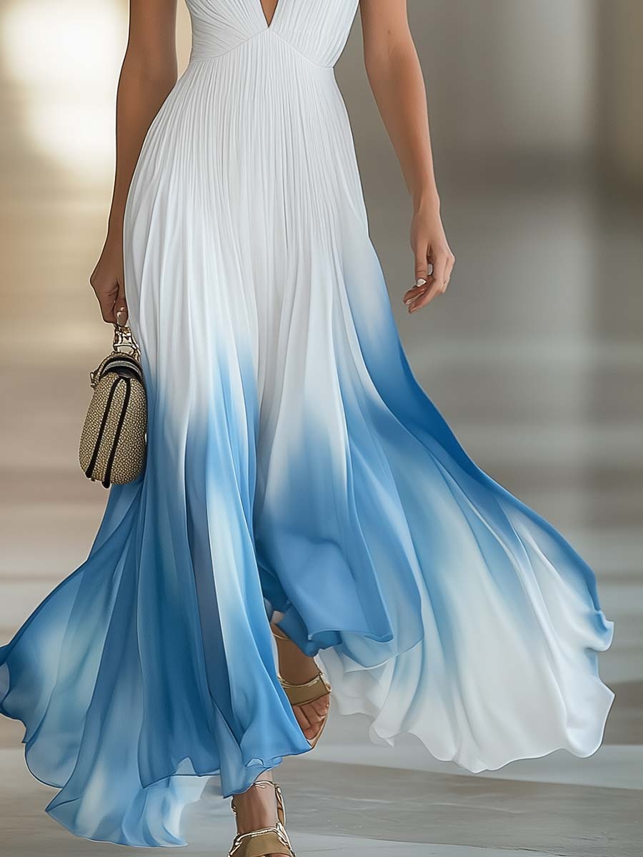 Elegant Pleated Chiffon Spring Wedding Guest Dress