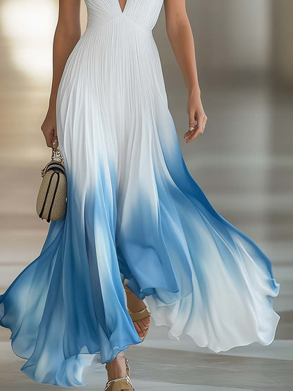 Elegant Pleated Chiffon Spring Wedding Guest Dress