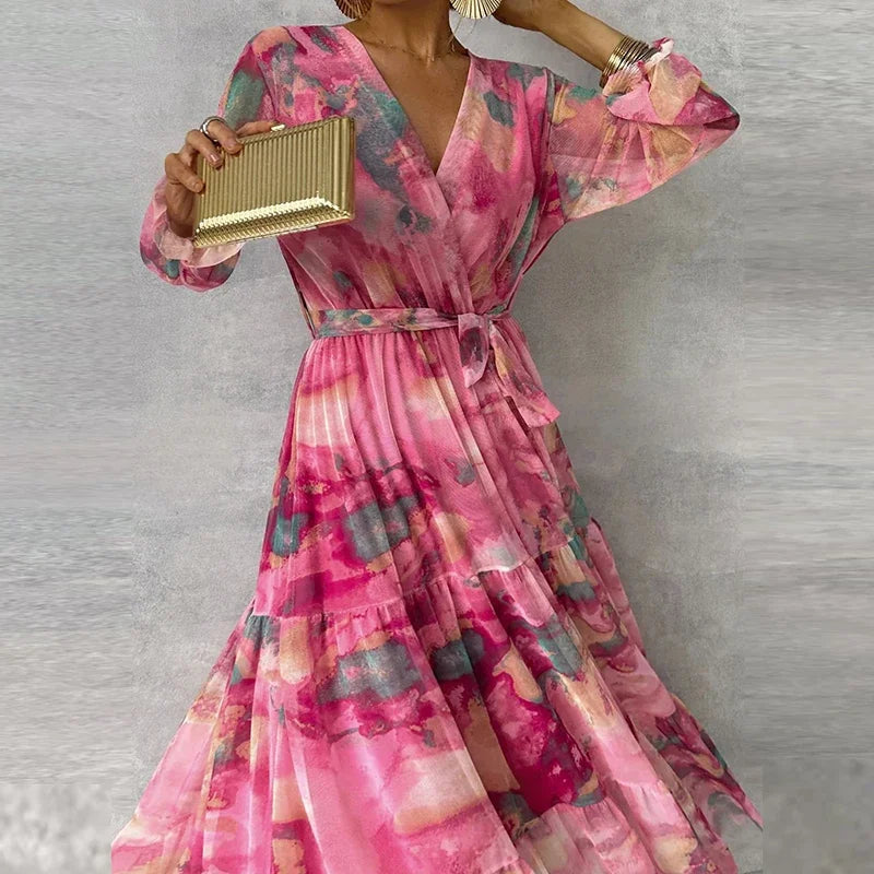 Rosa | Floral V-Neck Wrap Summer Wedding Guest Maxi Dress