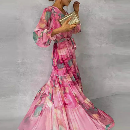 Rosa | Floral V-Neck Wrap Summer Wedding Guest Maxi Dress