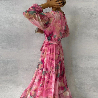 Rosa | Floral V-Neck Wrap Summer Wedding Guest Maxi Dress