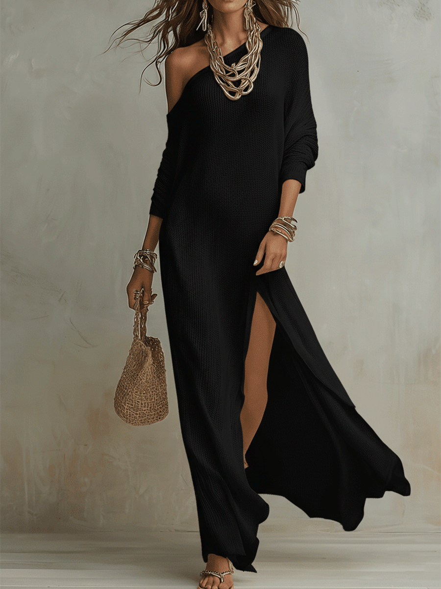 Ivory | Bohemian One Shoulder Vacation Maxi Dress