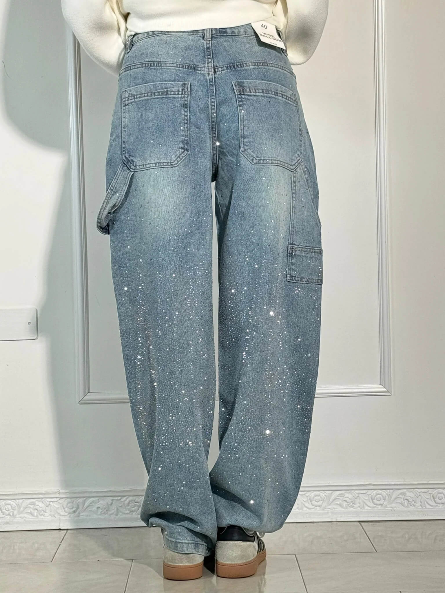 Seraphina | Crystal Embellished High Waisted Straight Leg Jeans