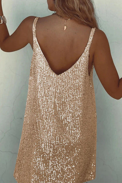 Stella | Sparkle V-Back Sequin Mini Dress